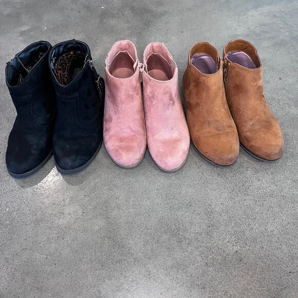 Cat & Jack brown pink Wonder Nation black suede boots bundle girls size 2 - Picture 1 of 10